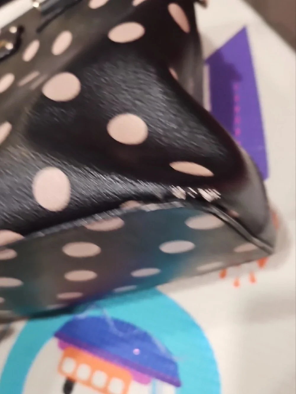 kate spade Black Polka Dot Dome Satchel with Cream Dots
